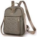 Chic Quilted Anti-theft Motorbike Backpack Multi Outer Zipper Pockets, Compact Fashion Rucksack for Leisure Outdoor Strolls